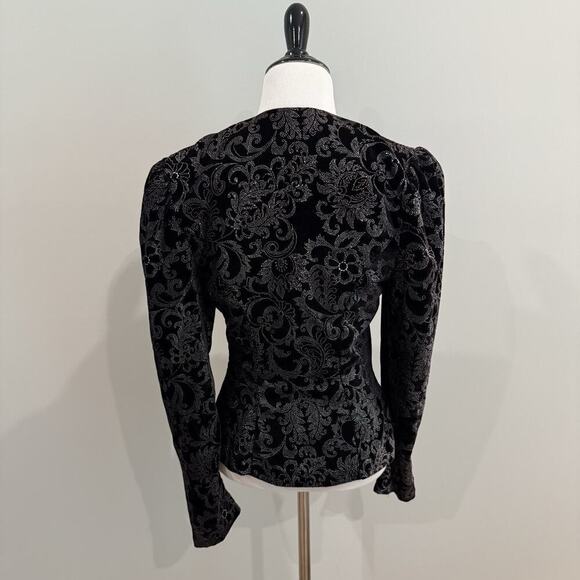 Vintage 80s Gunne Sax Jacket Size XS Jessica McClintock Velvet Peplum Edwardian - Picture 6 of 15